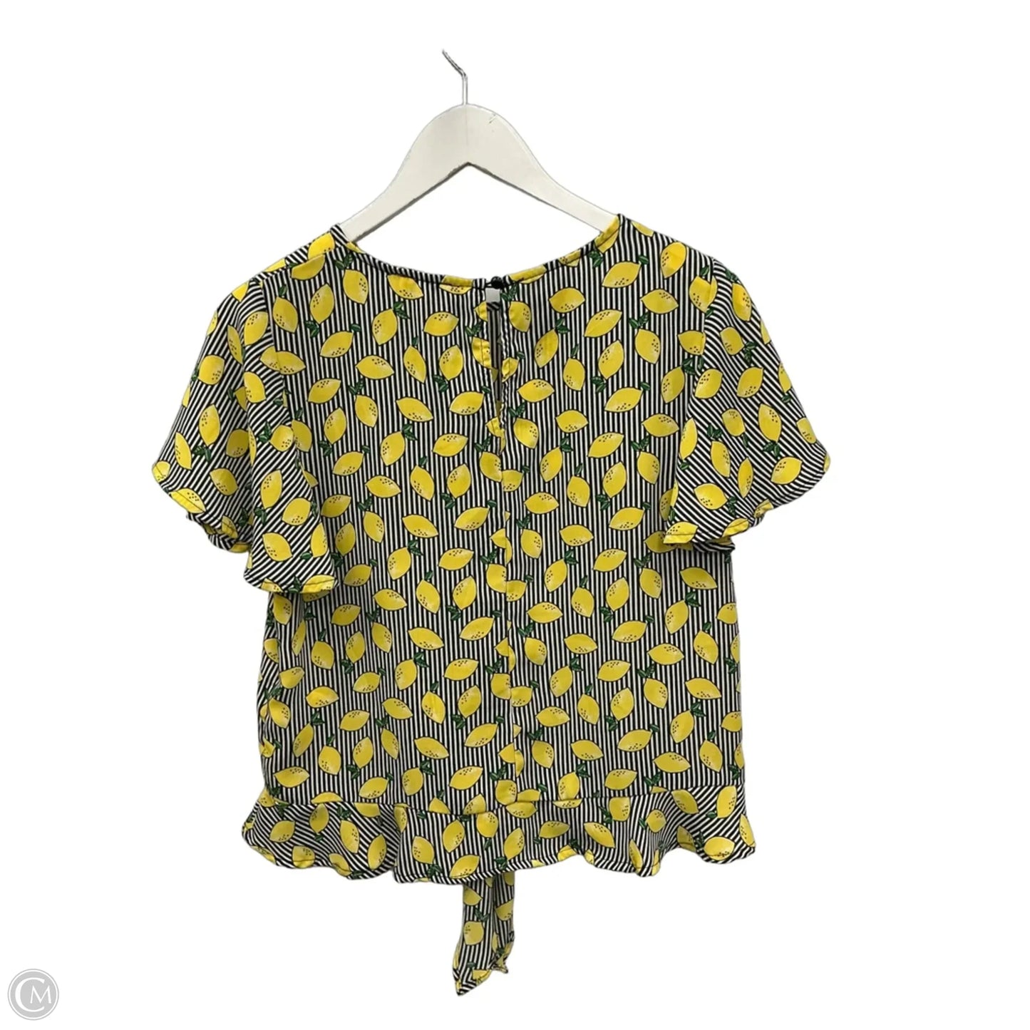 Top Short Sleeve By Lily Rubin In Black & Yellow, Size: M