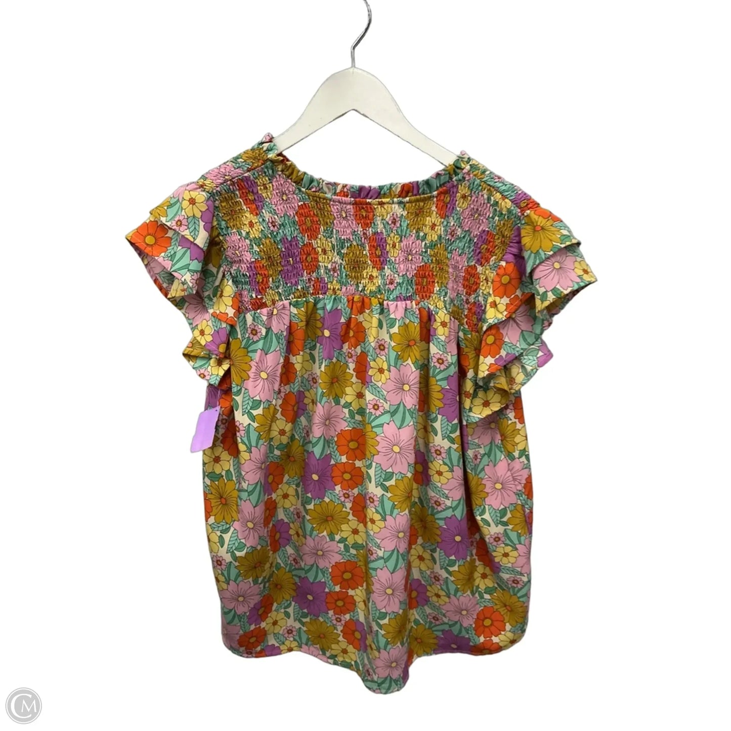 Top Short Sleeve By Umgee In Floral Print, Size: L