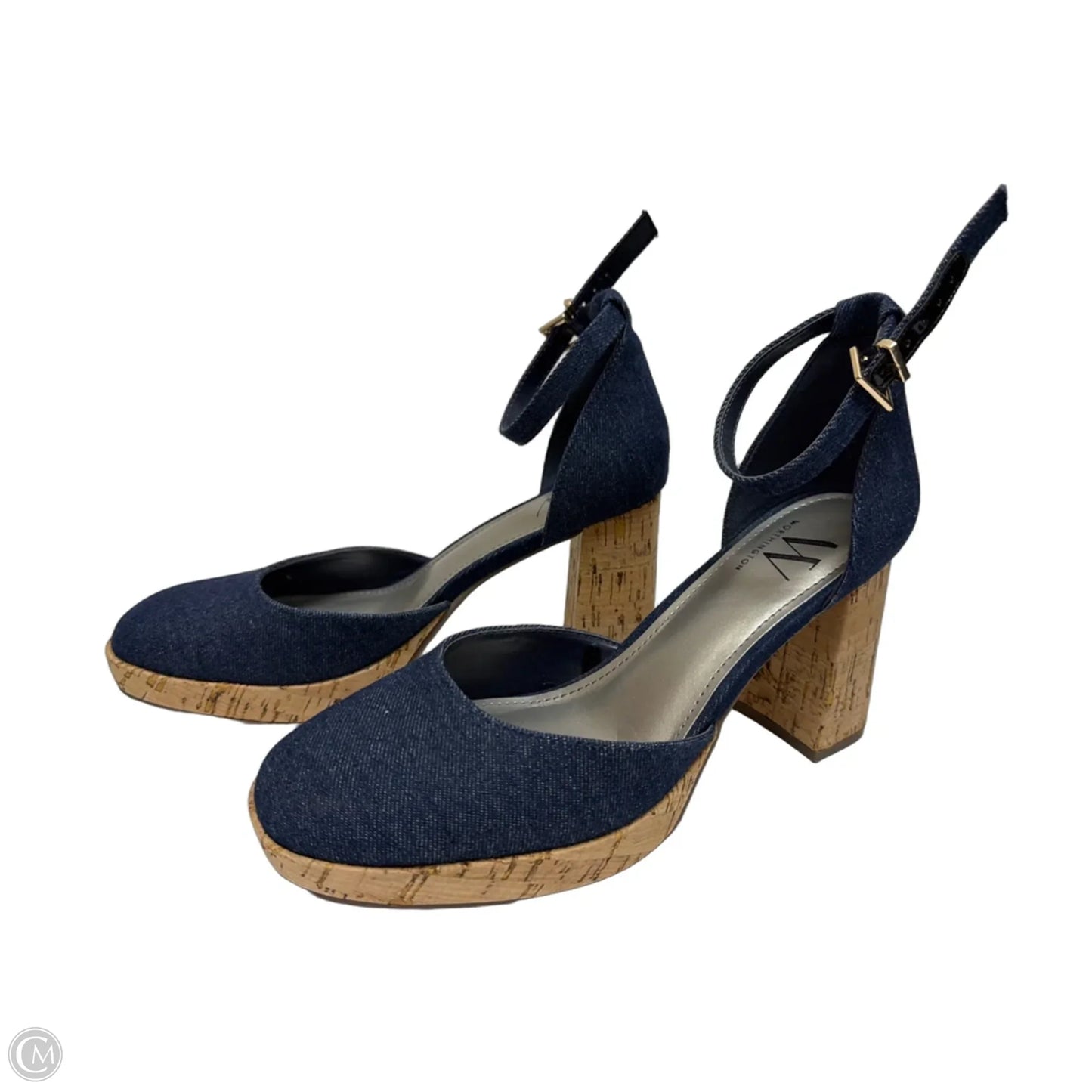 Sandals Heels Block By Falls Creek In Blue Denim, Size: 7