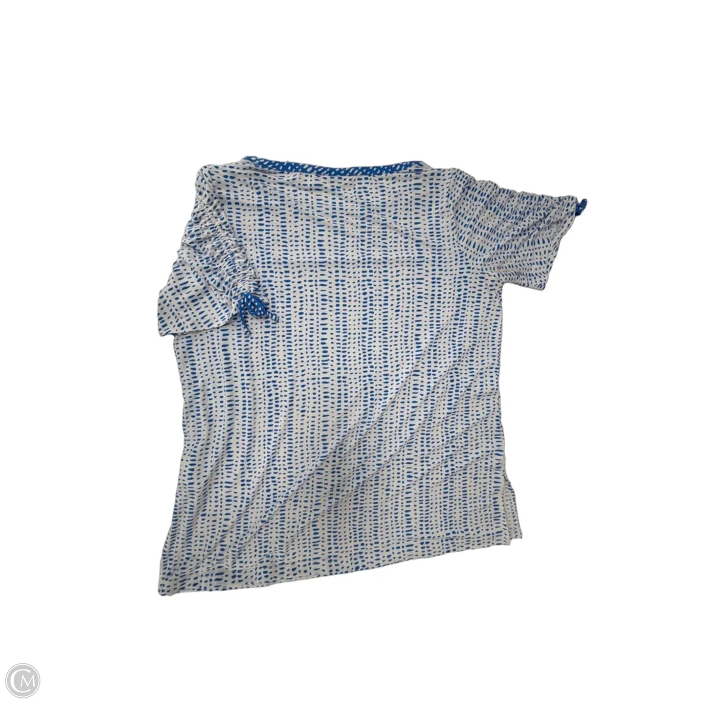 Top Short Sleeve By Susan Graver In Blue & White, Size: L