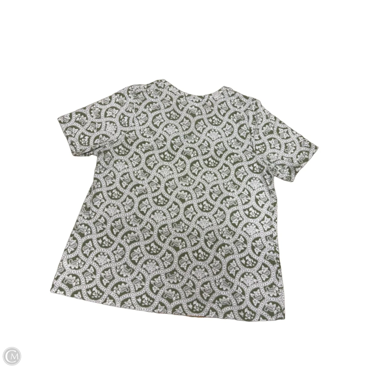 Top Short Sleeve By Lane Bryant In Green & White, Size: 1x