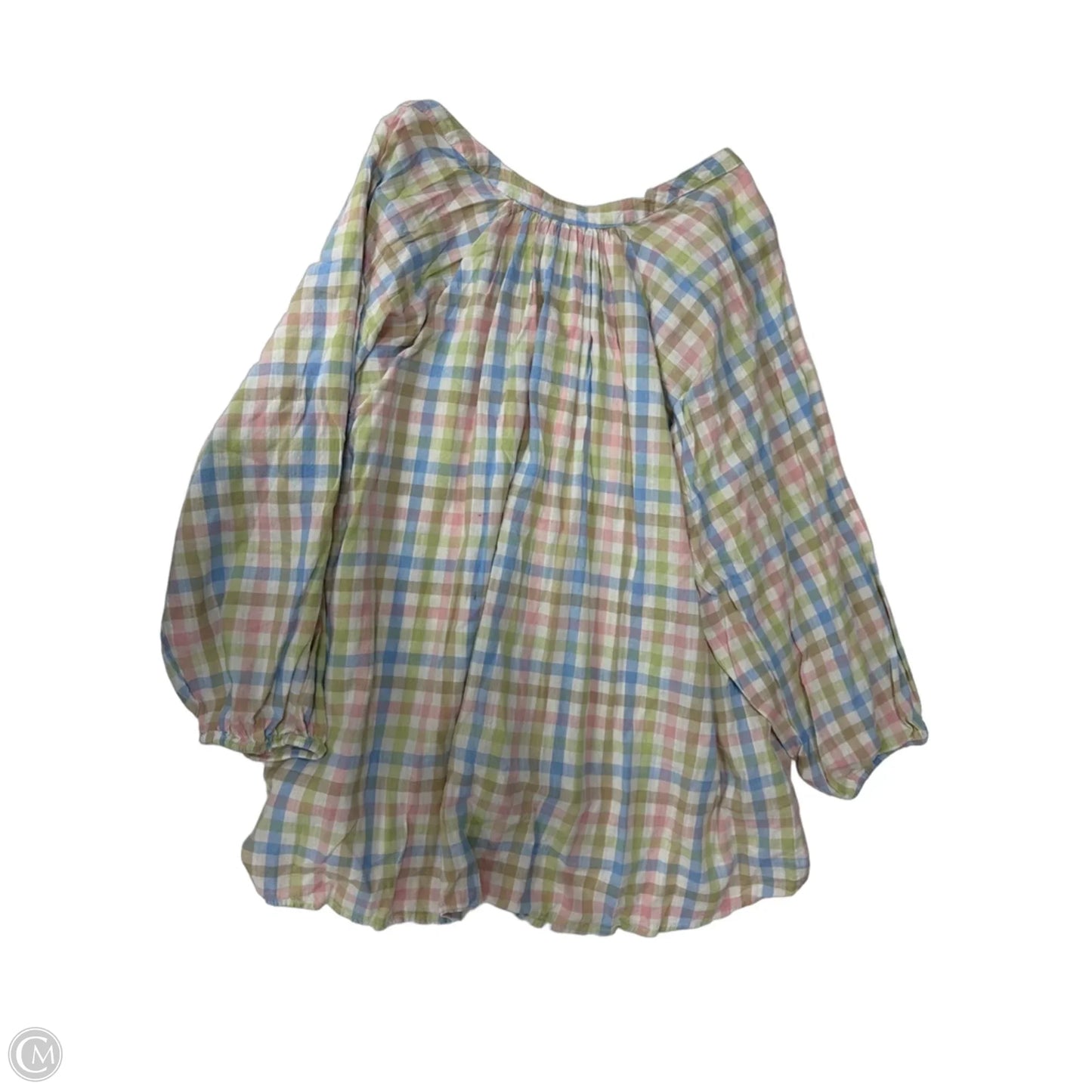 Top 3/4 Sleeve By St Johns Bay In Checkered Pattern, Size: 3x