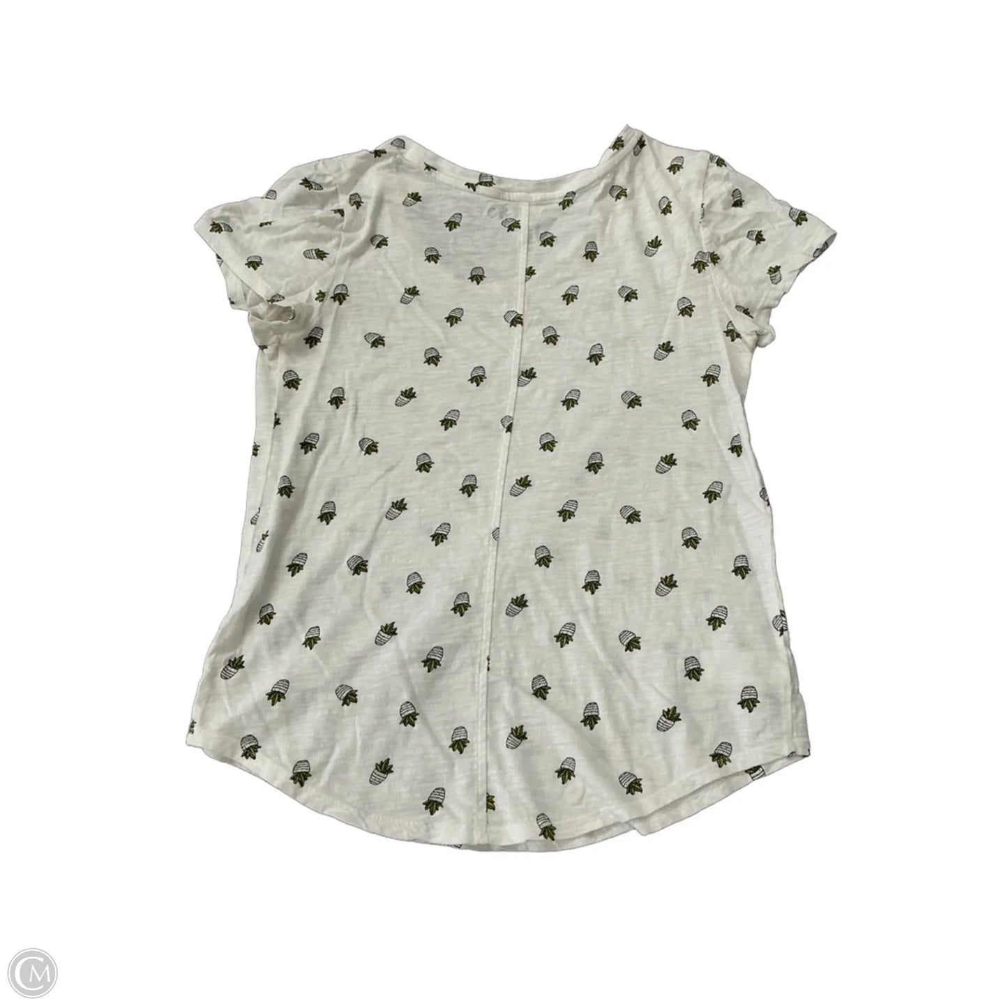 Top Short Sleeve By Loft In Cream & Green, Size: Xs