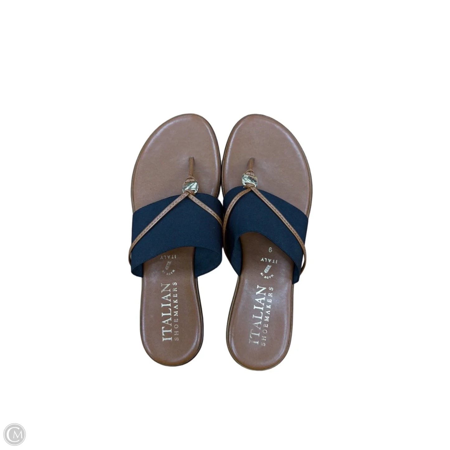 Sandals Flats By Italian Shoemakers In Black & Brown, Size: 9
