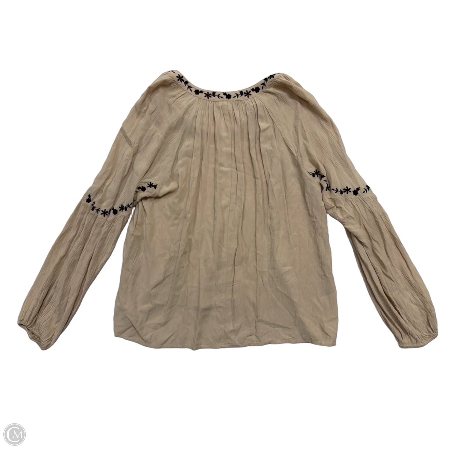 Top Long Sleeve By Knox Rose In Tan, Size: L