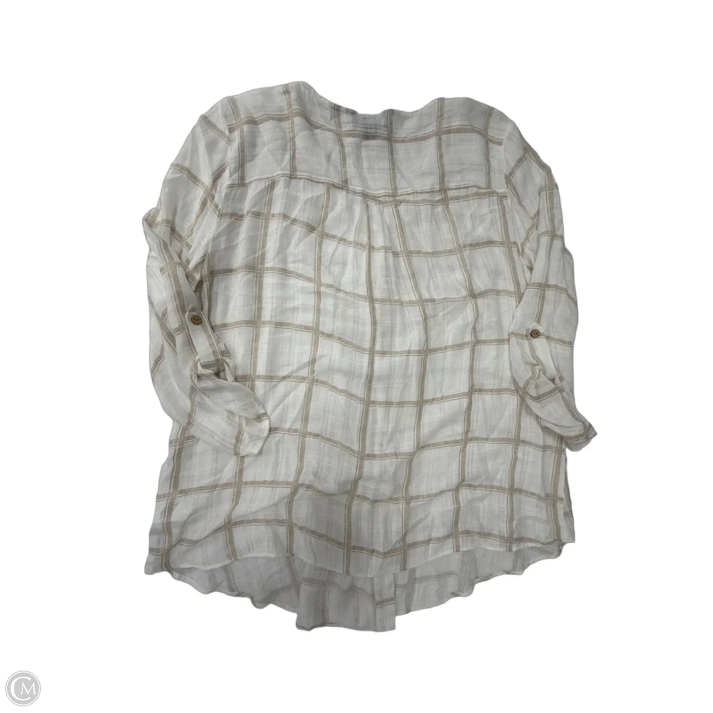 Top 3/4 Sleeve By In Studio In Plaid Pattern, Size: L
