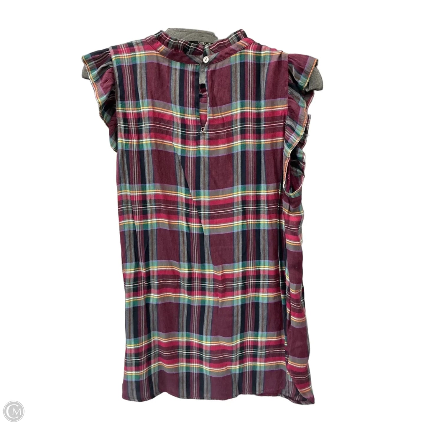 Top Sleeveless By Loft In Plaid Pattern, Size: L