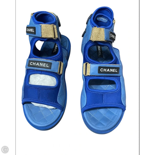 Sandals Luxury Designer By Chanel In Blue