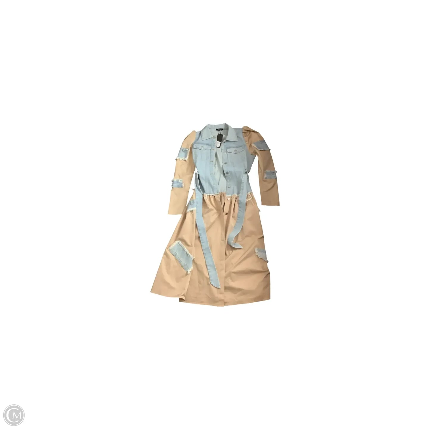 Dress Casual Midi By Clothes Mentor In Blue & Tan, Size: L