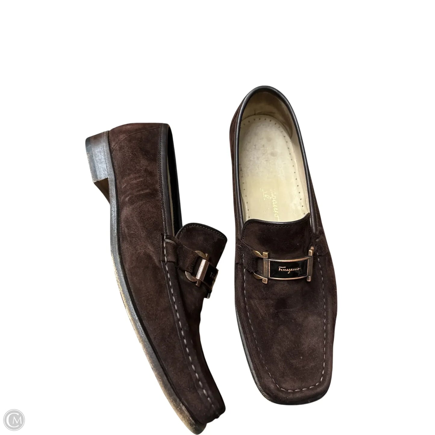 Shoes Luxury Designer By Ferragamo In Brown, Size: 9.5