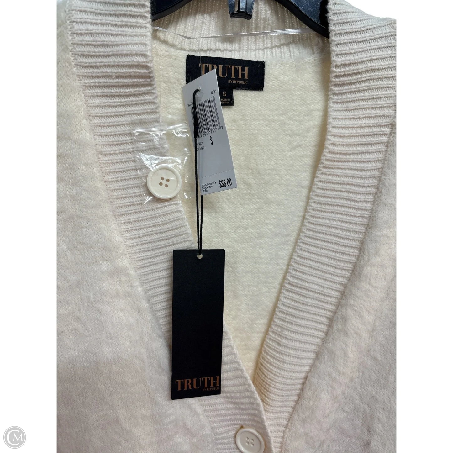 Sweater Cardigan By Truth In Cream, Size: S