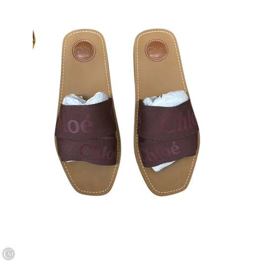 Sandals Luxury Designer By Chloe In Maroon, Size: 11