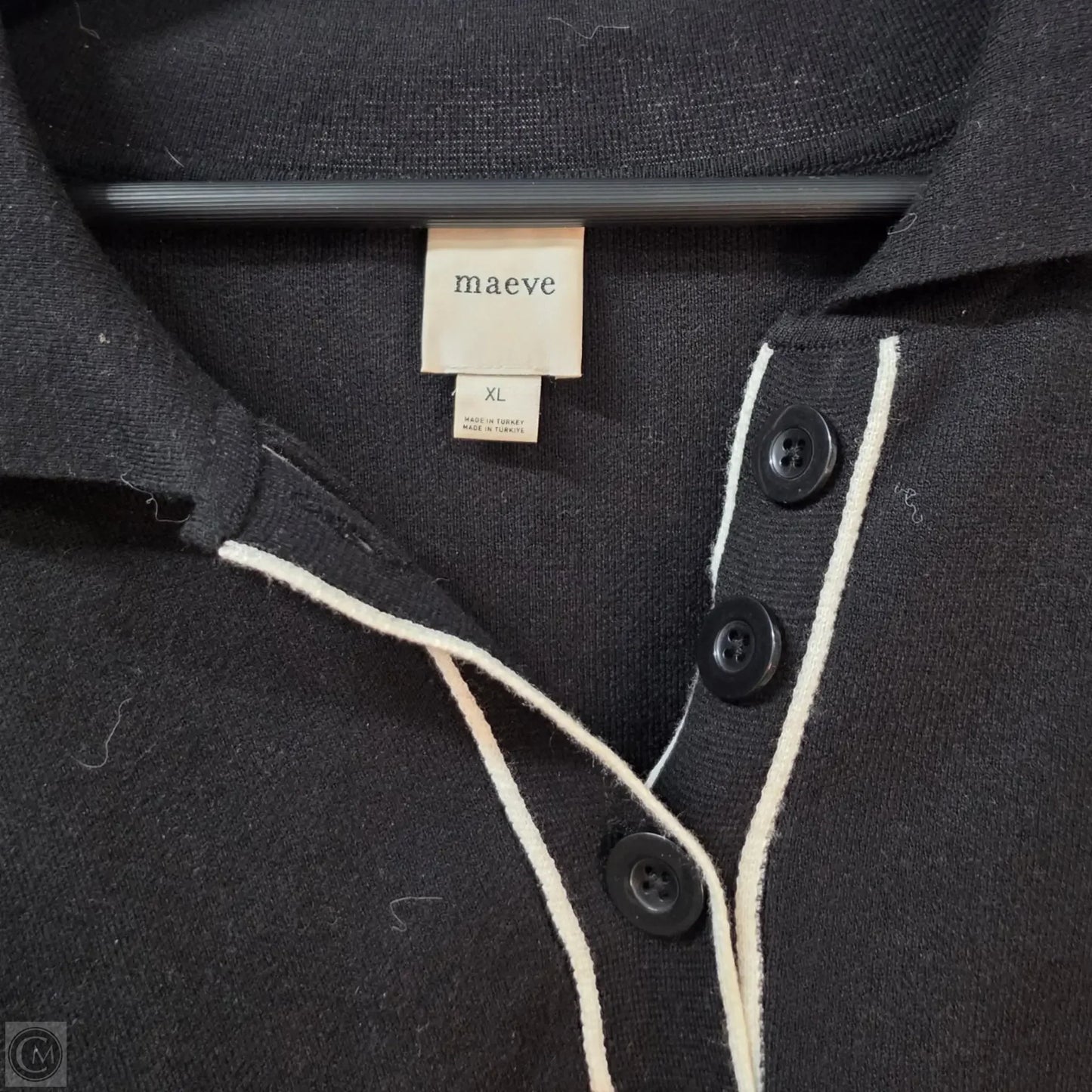 Sweater By Maeve In Black & Cream, Size: Xl