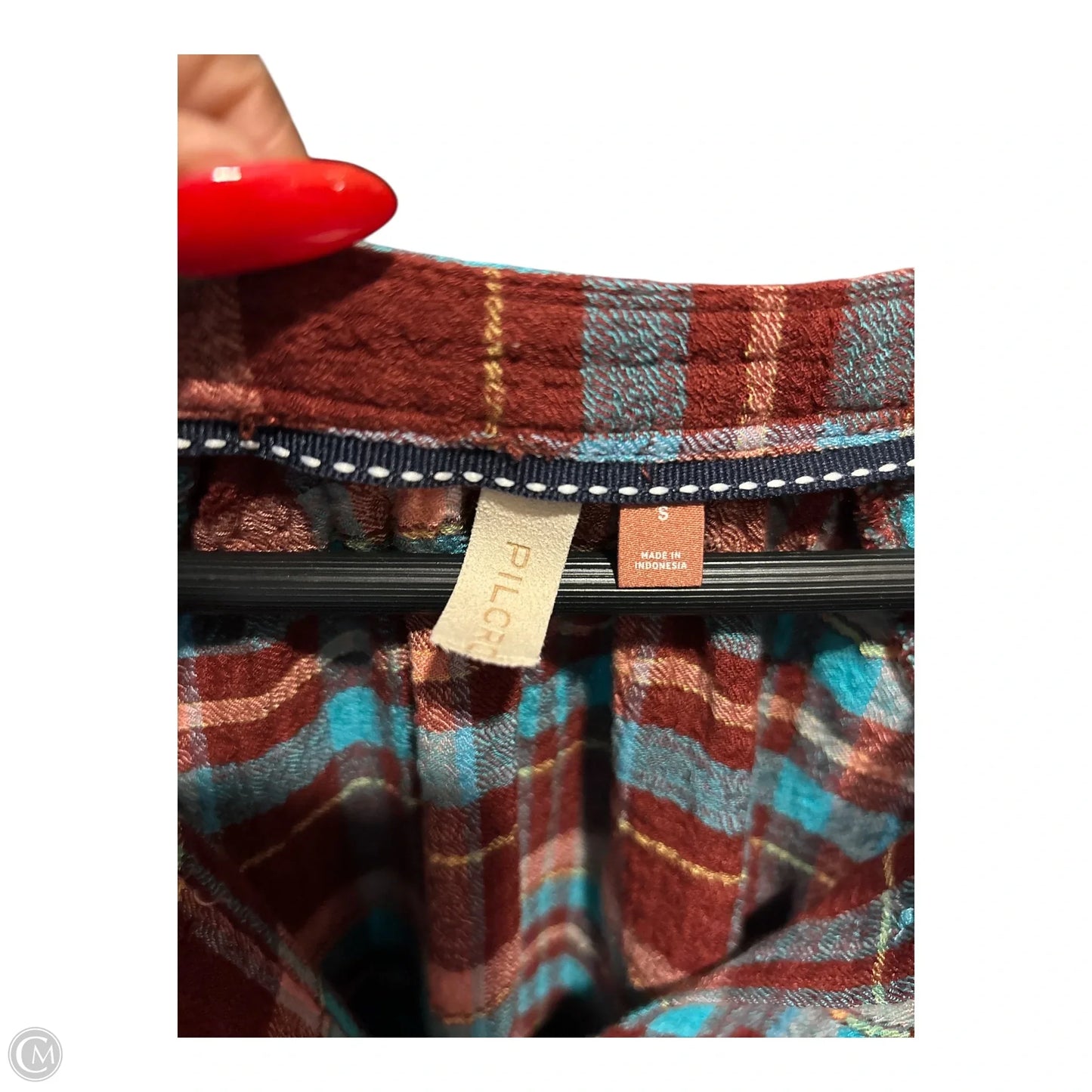 Top Long Sleeve Basic By Pilcro In Plaid Pattern, Size: S