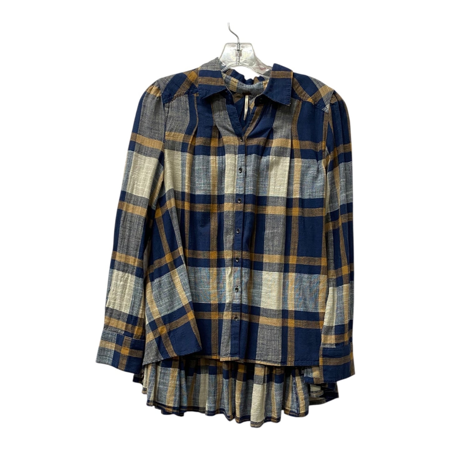 Blouse Ls By Free People In Blue & Brown, Size:Xs