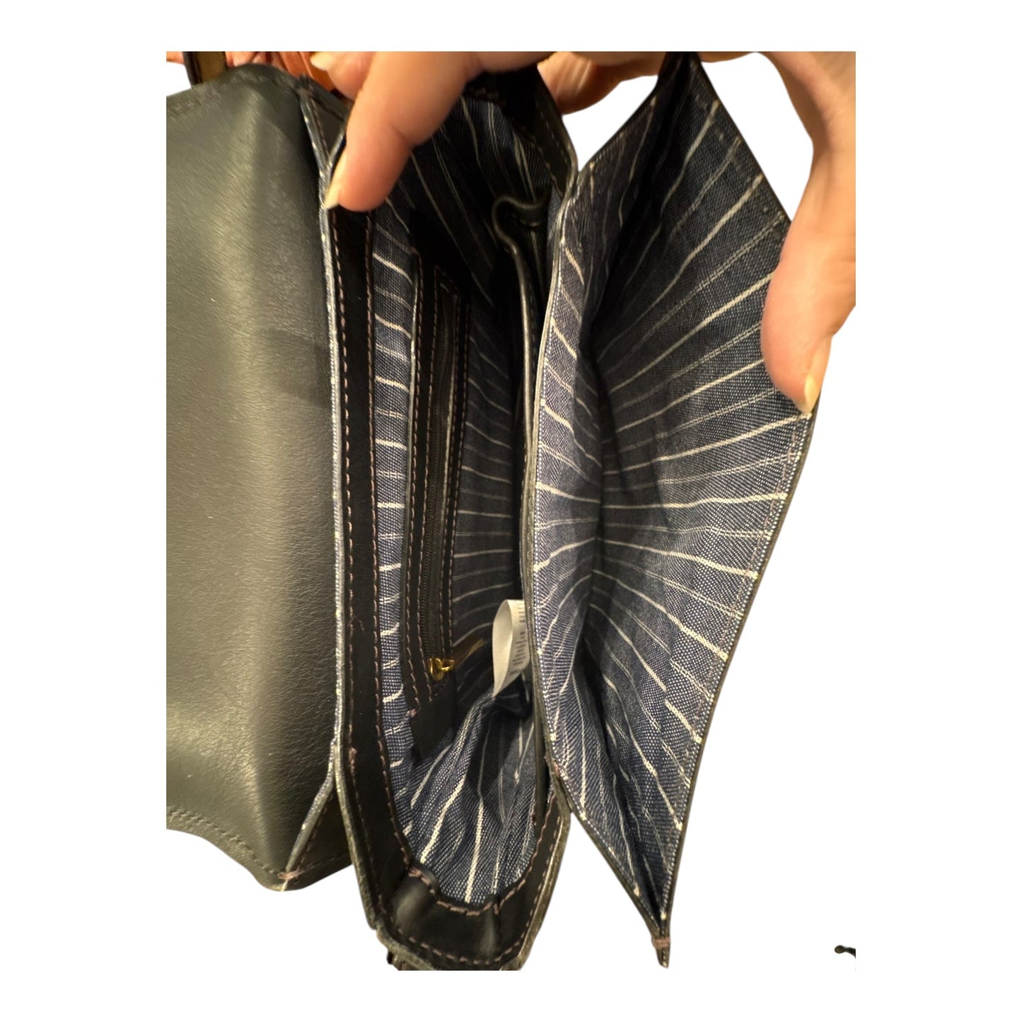 Handbag Leather By Fossil In Black, Size:Medium