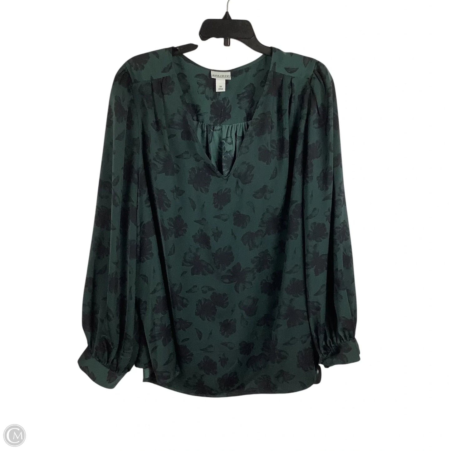 Top Long Sleeve By Ava & Viv In Green, Size: 3x