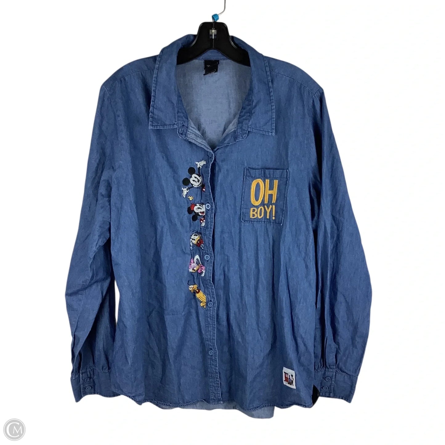 Top Long Sleeve By Disney In Blue Denim, Size: 2x