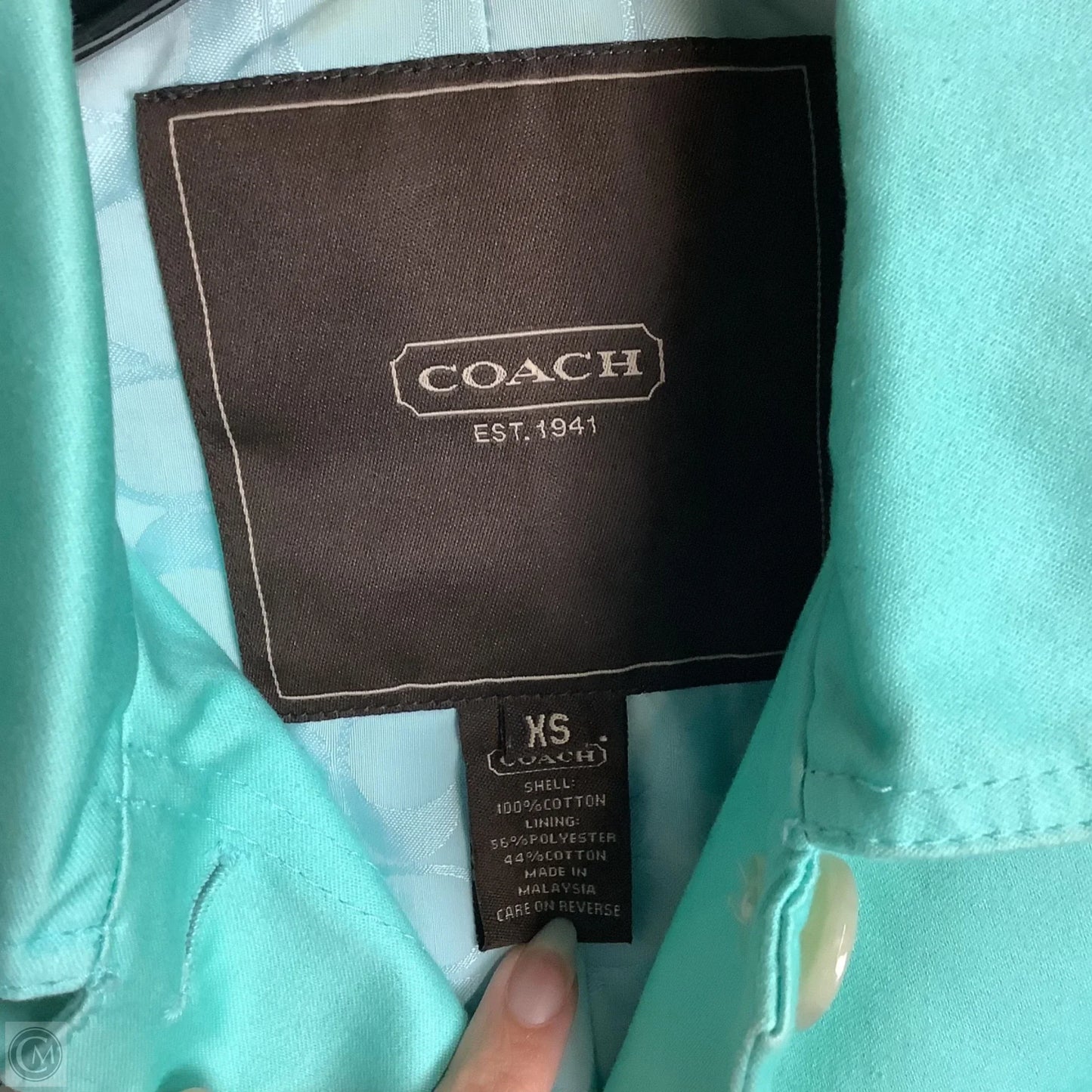Coat Designer By Coach In Blue, Size: Xs