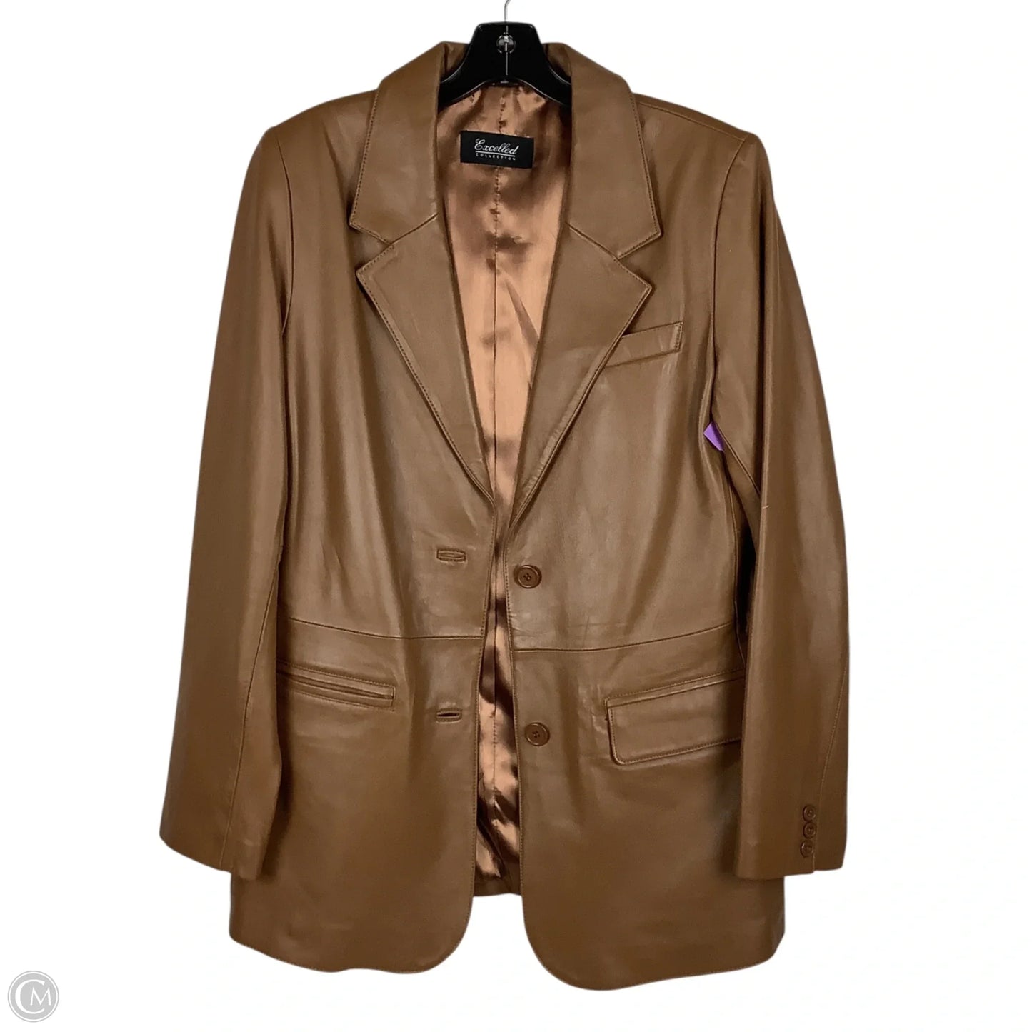 Jacket Leather By Cmc In Brown, Size: 14