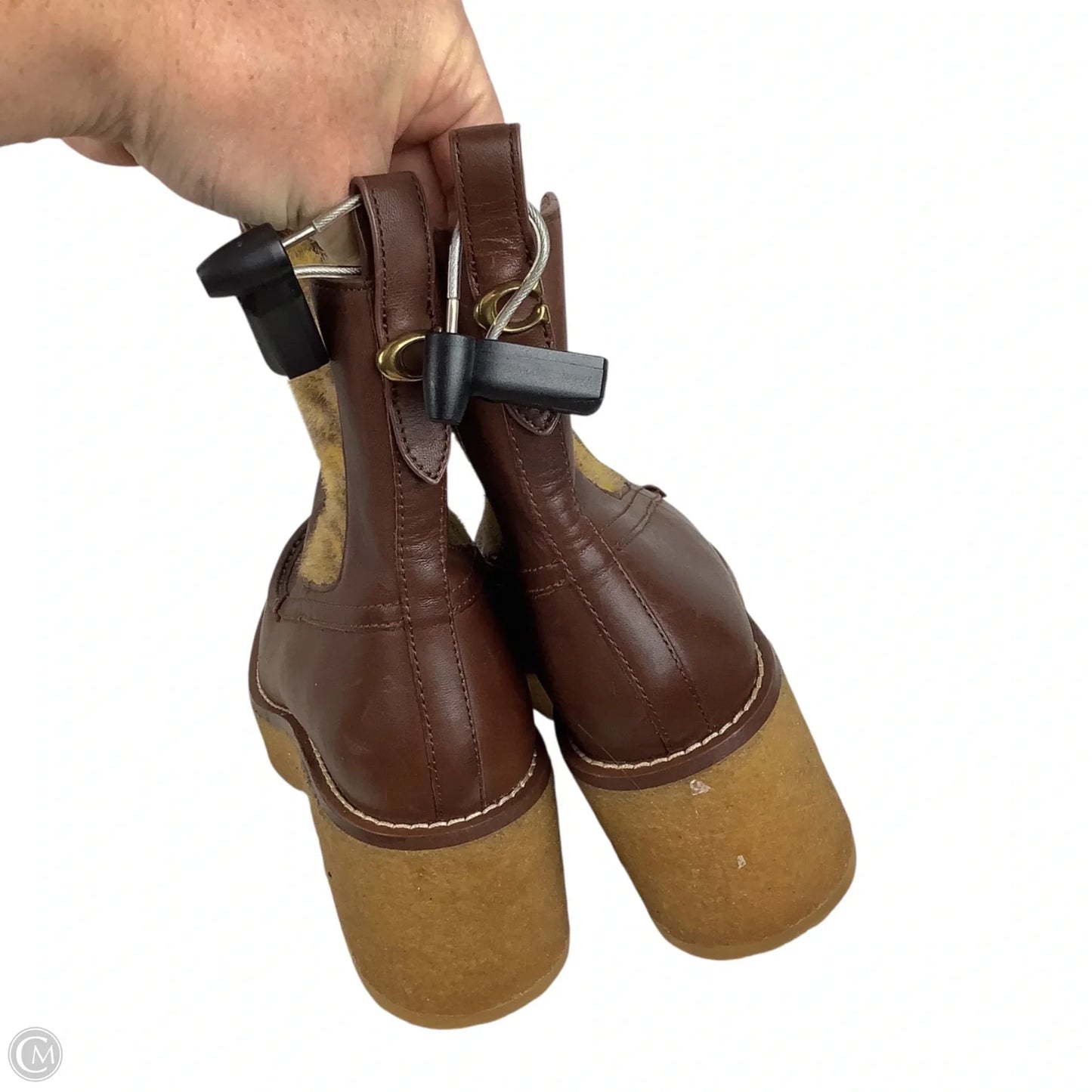 Boots Designer By Coach In Brown, Size: 8