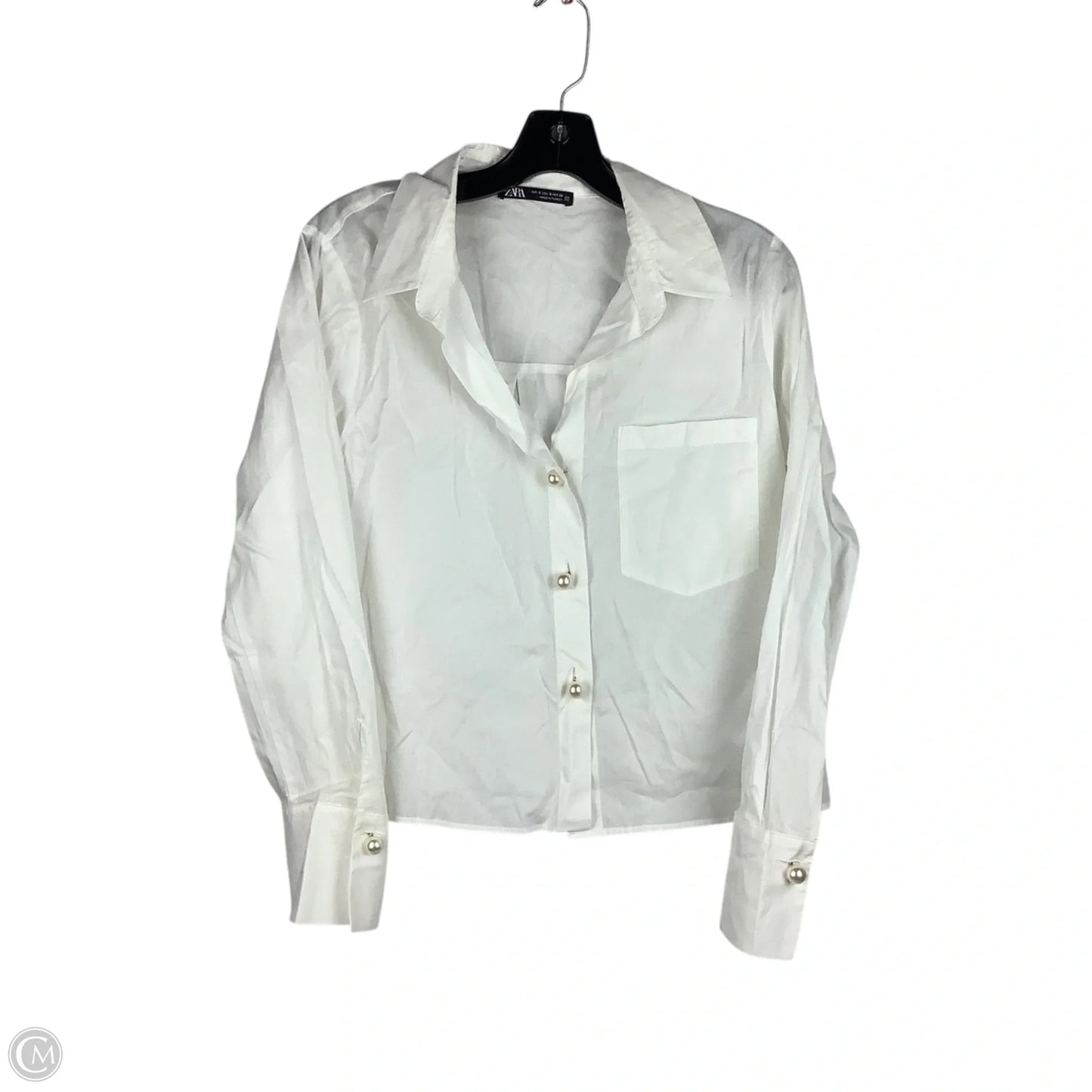 Top Long Sleeve By Zara In White, Size: S