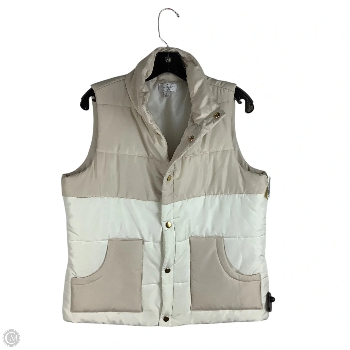 Vest Puffer & Quilted By Mudpie In Cream, Size: S