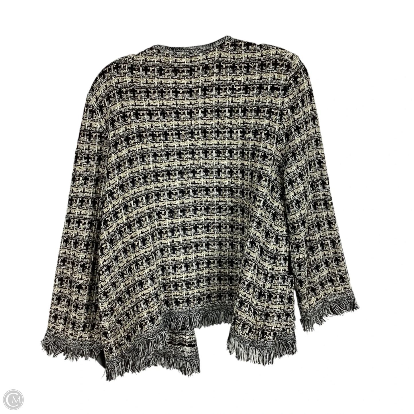 Sweater Cardigan By Talbots In Black & Cream, Size: M