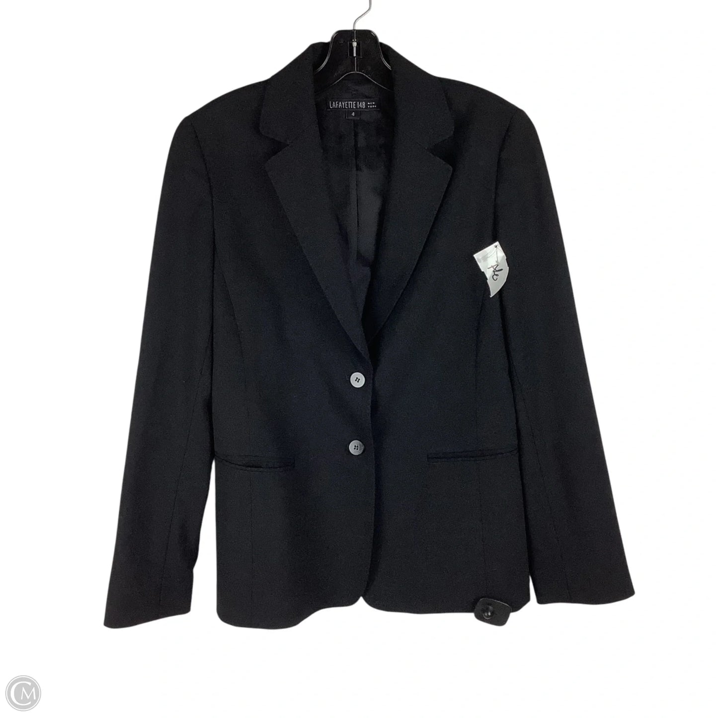 Blazer Designer By Lafayette 148 In Black, Size: 4
