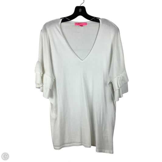 Top Short Sleeve Designer By Lilly Pulitzer In White, Size: M