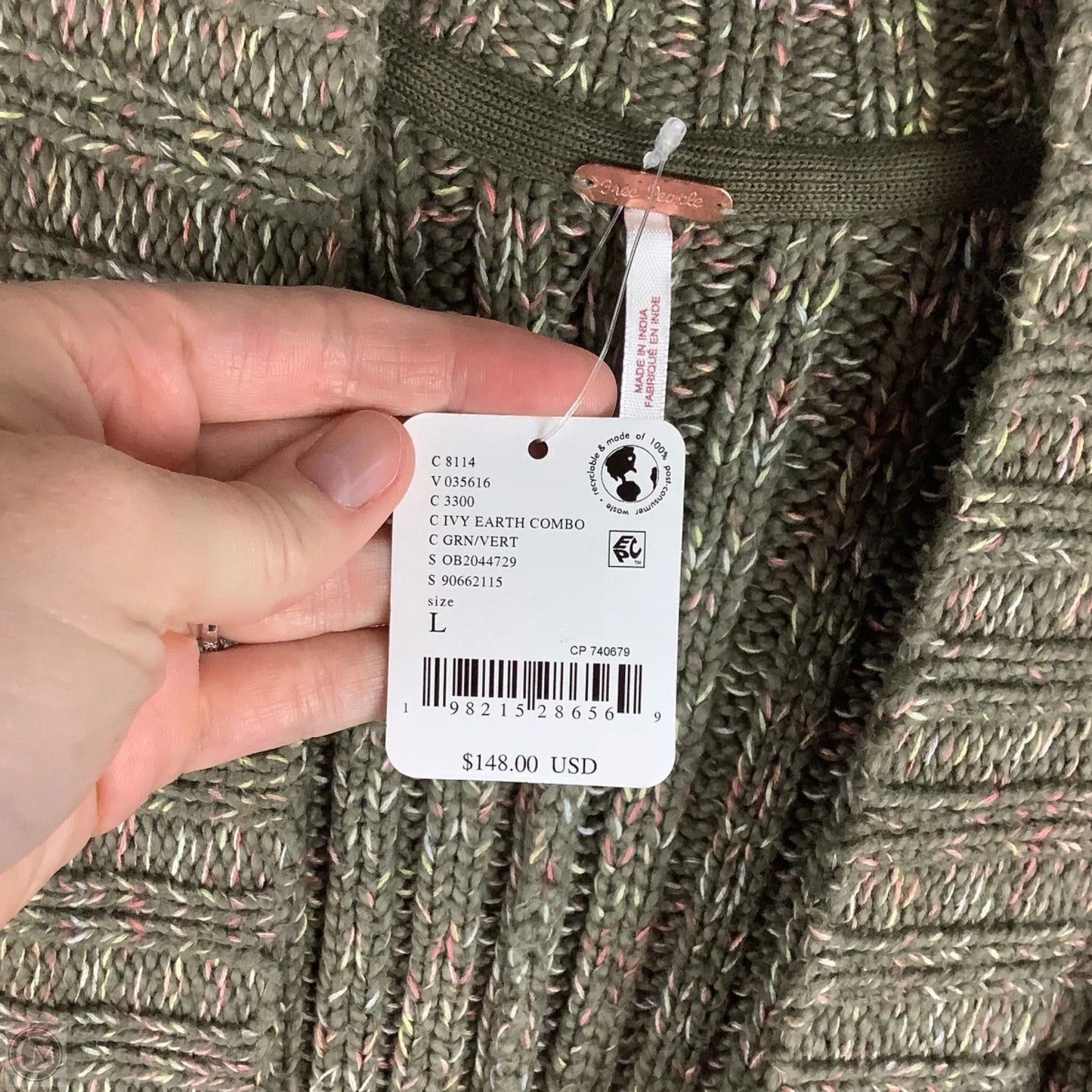 Sweater Cardigan By Free People In Green, Size: L