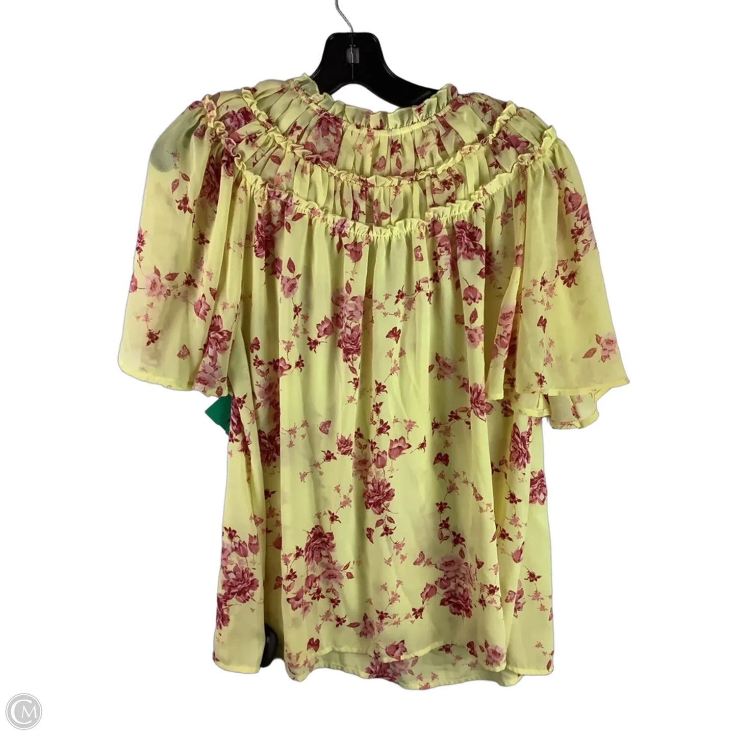 Top Short Sleeve By Cato In Yellow, Size: 14