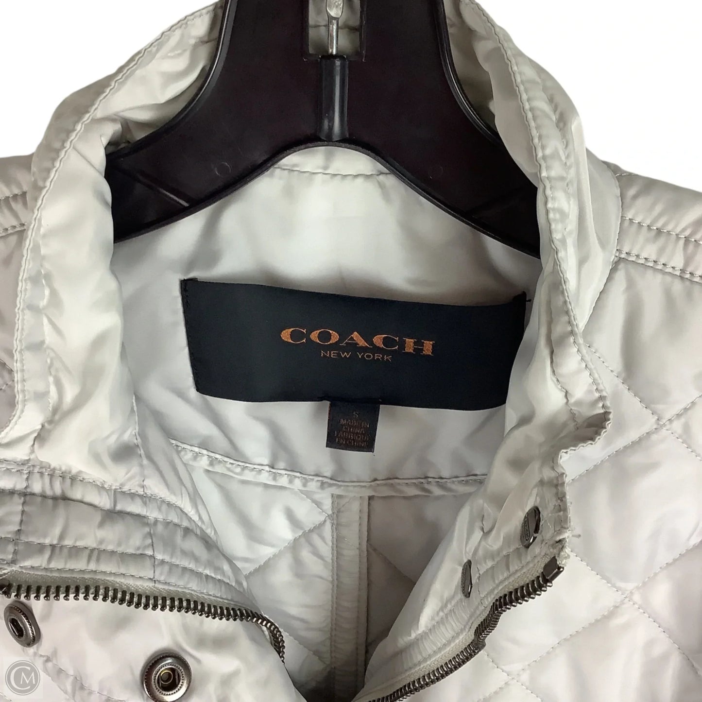 Coat Designer By Coach In Grey, Size: S