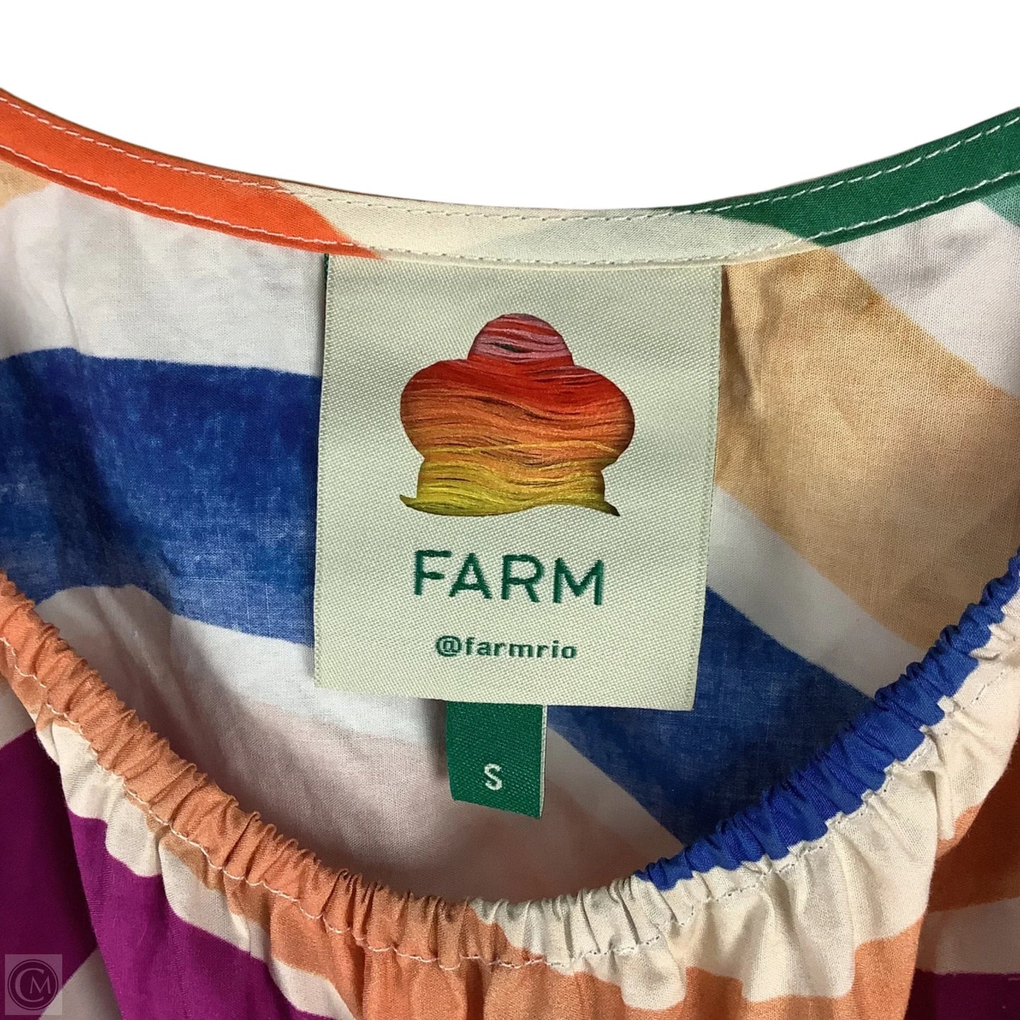 Top Short Sleeve By Farm Rio In Striped Pattern, Size: S