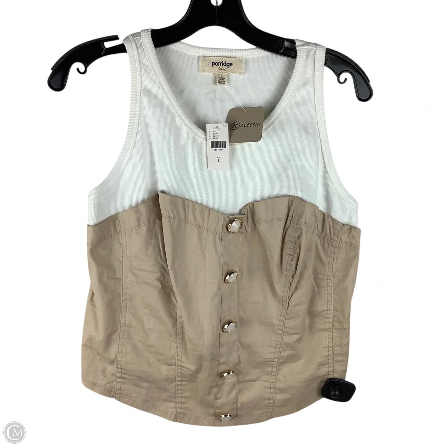 Top Sleeveless By Porridge In Beige, Size: L