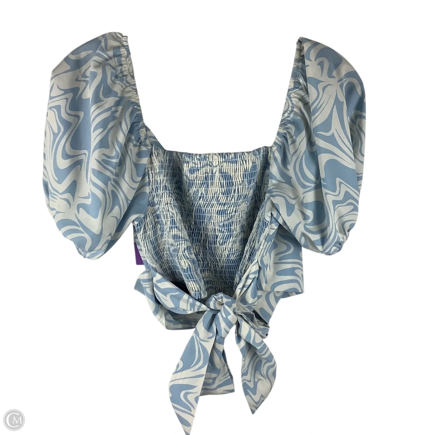 Top Short Sleeve By Vestique In Blue & Cream, Size: S