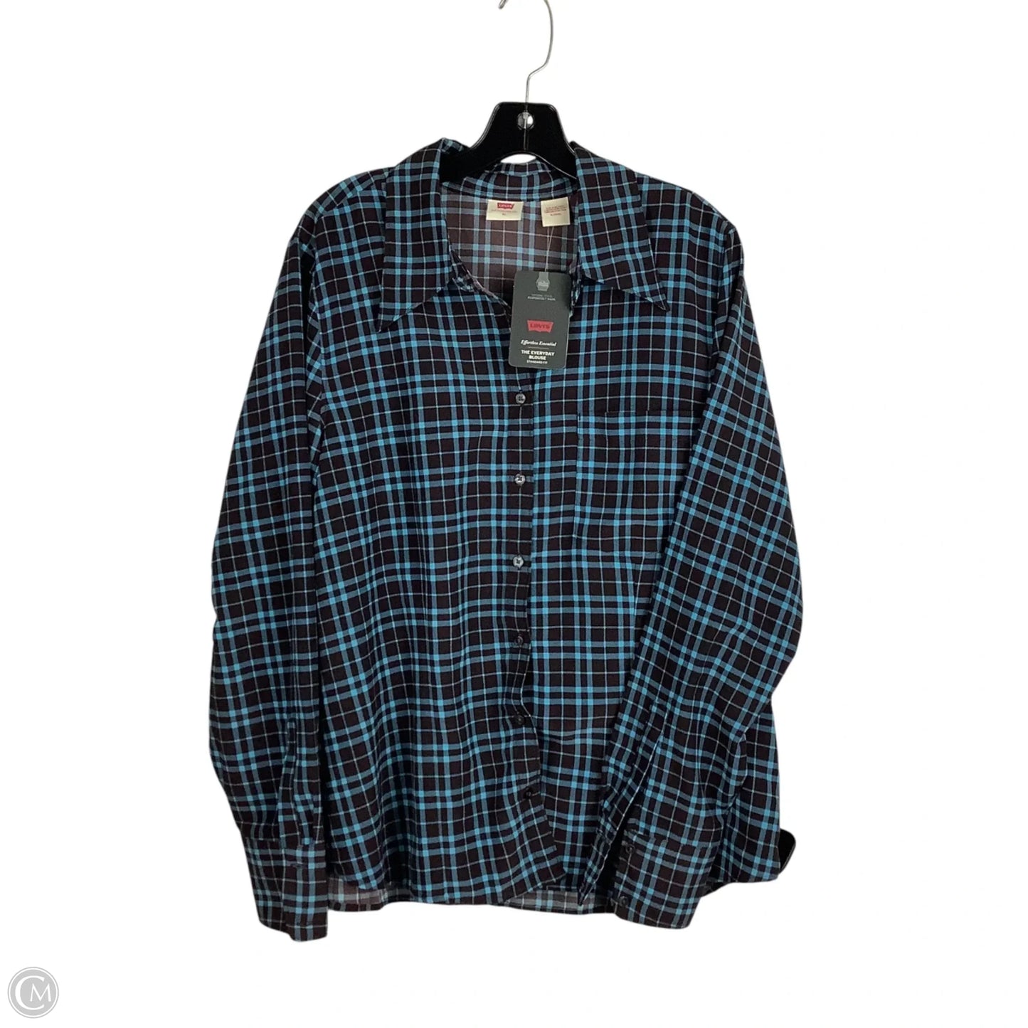 Top Long Sleeve By Levis In Plaid Pattern, Size: Xl