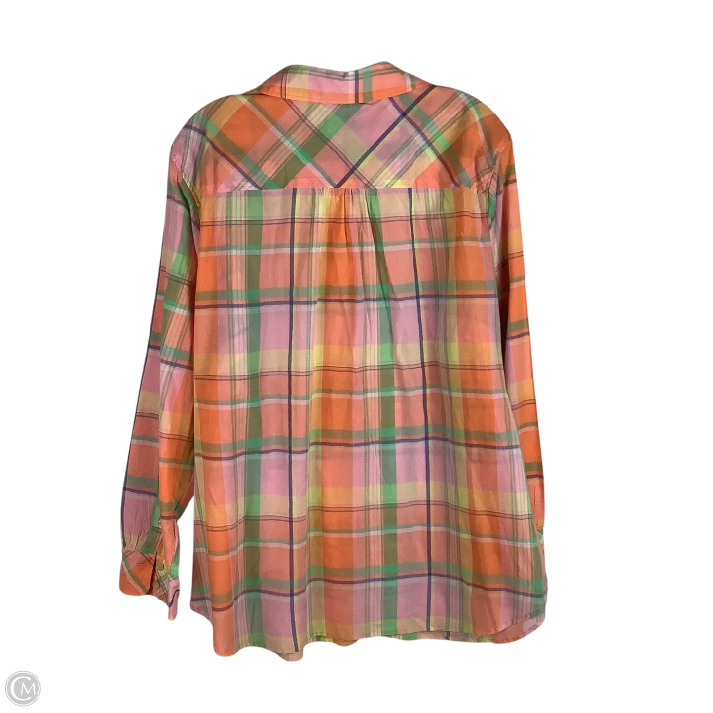 Top Long Sleeve By Talbots In Checkered Pattern, Size: 2x