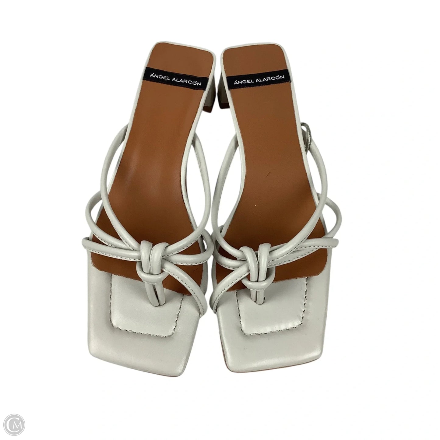 Sandals Heels Block By Angel Alarcon In White, Size: 7.5 (38)
