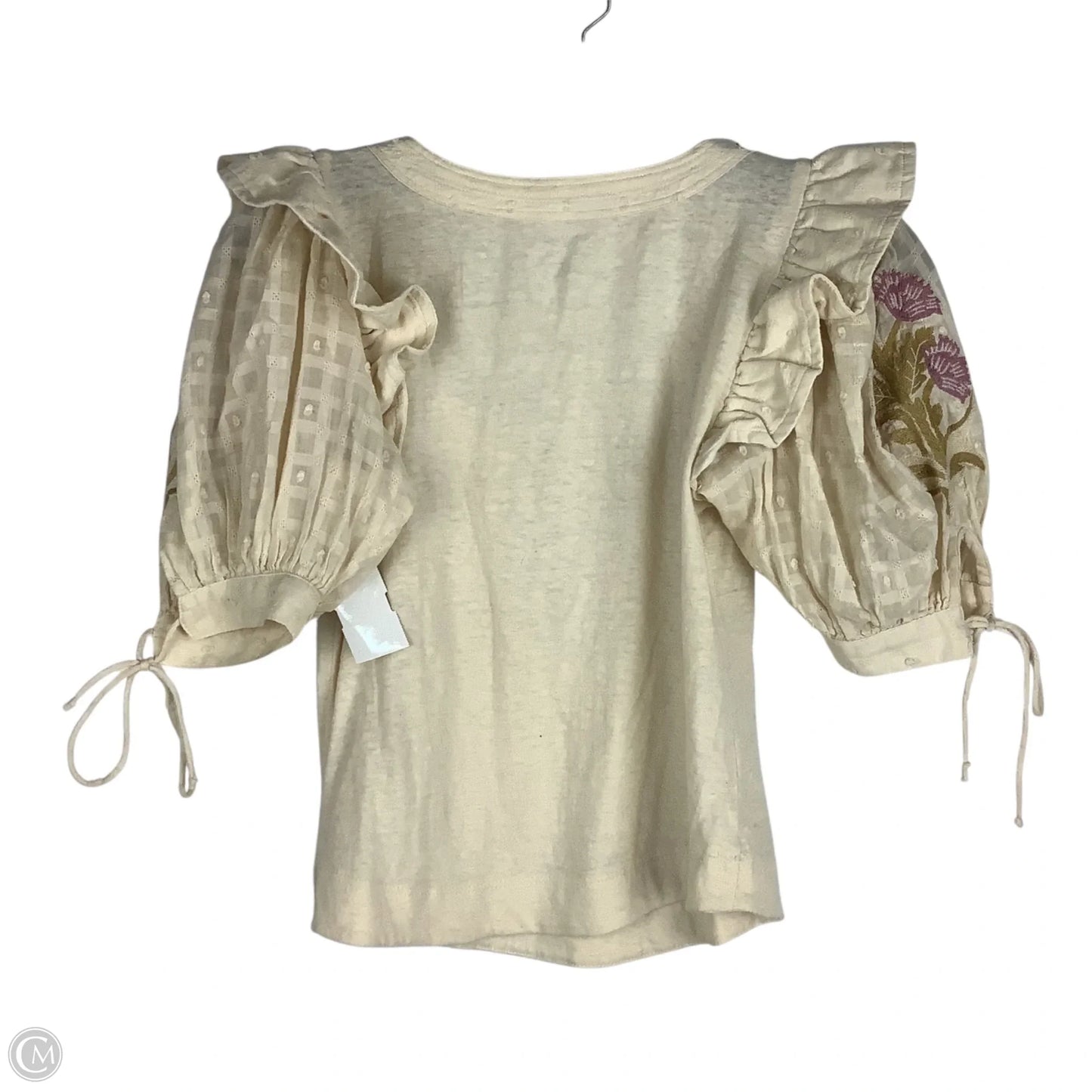 Top Short Sleeve By Anthropologie In Cream, Size: Xxs