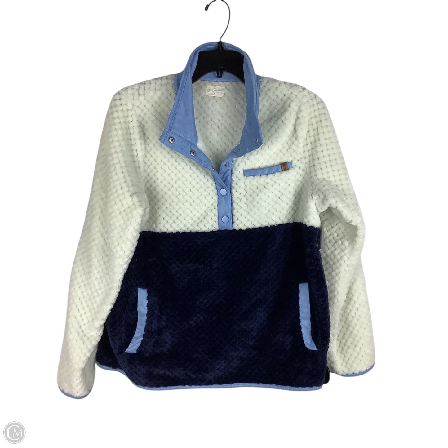 Jacket Faux Fur & Sherpa By Simply Southern In Blue & White, Size: M
