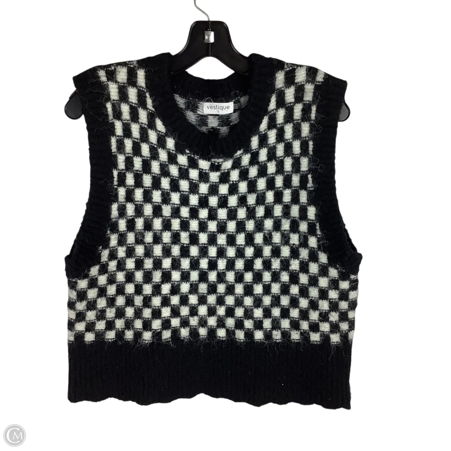 Vest Sweater By Vestique In Black & White, Size: L