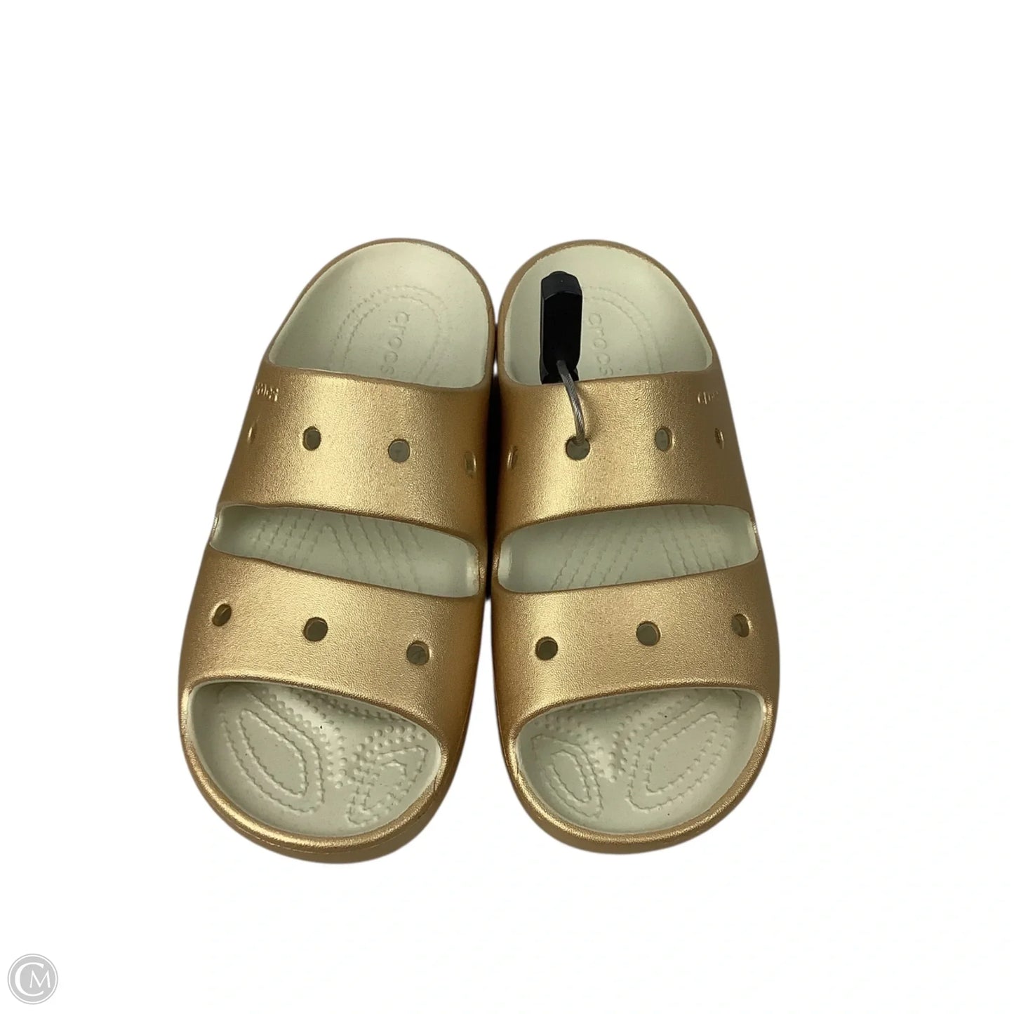 Sandals Flats By Crocs In Gold, Size: 7