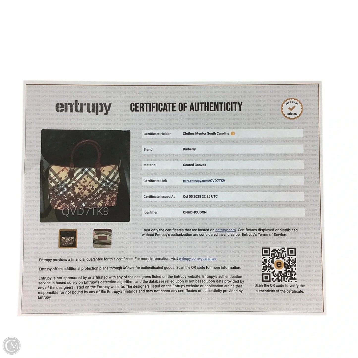 Handbag Luxury Designer By Burberry, Size: Large