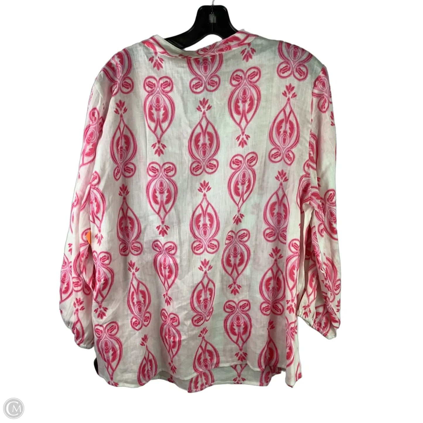 Top Long Sleeve By Crown And Ivy In Pink & White, Size: 3x