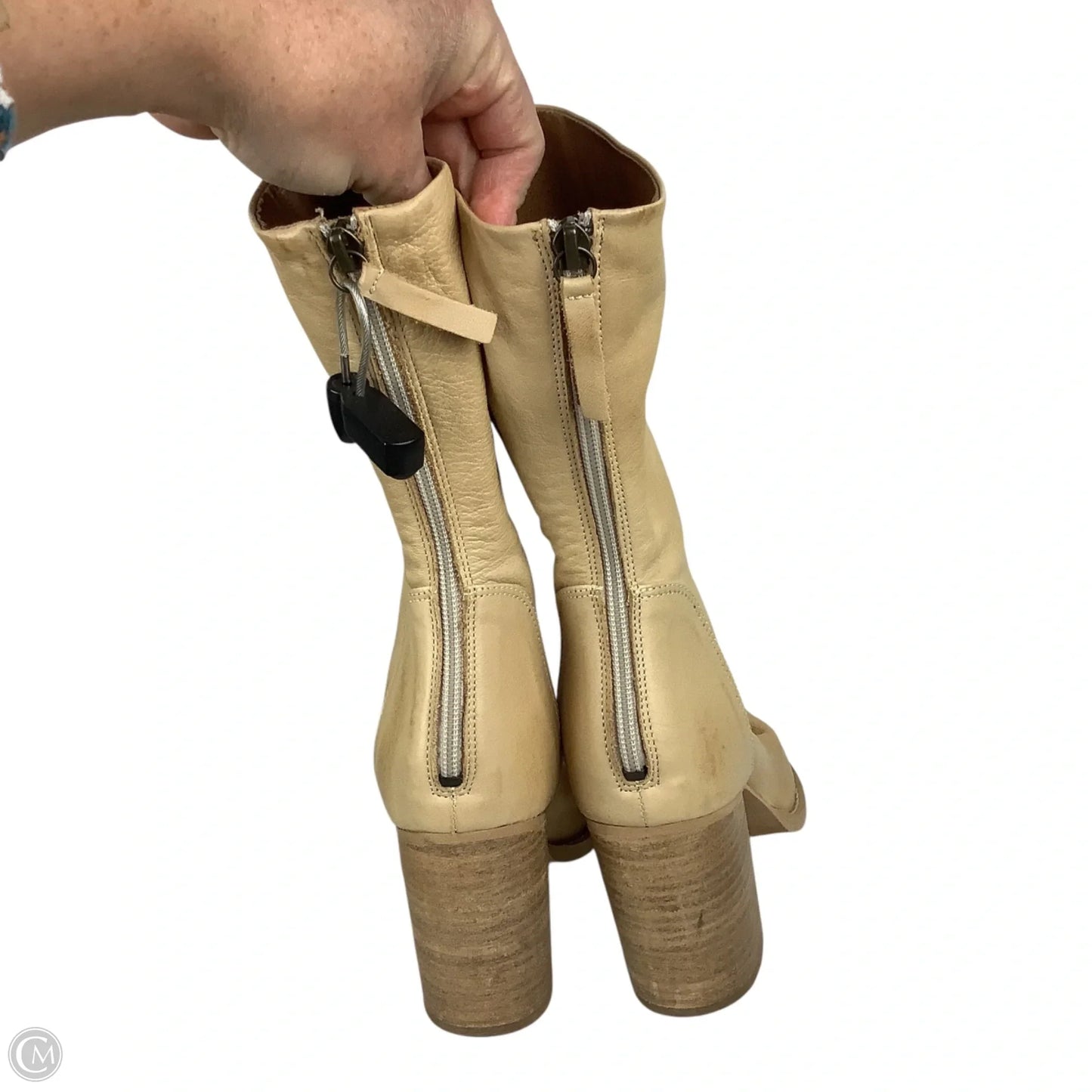 Boots Mid-calf Heels By Free People In Tan, Size: 7.5 (38)