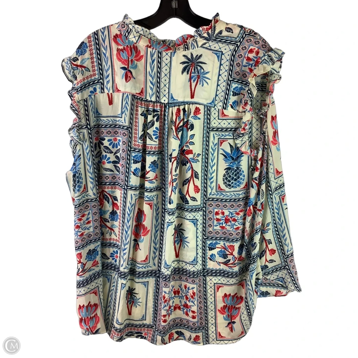 Top Sleeveless By Philosophy In Blue & Red & White, Size: 3x
