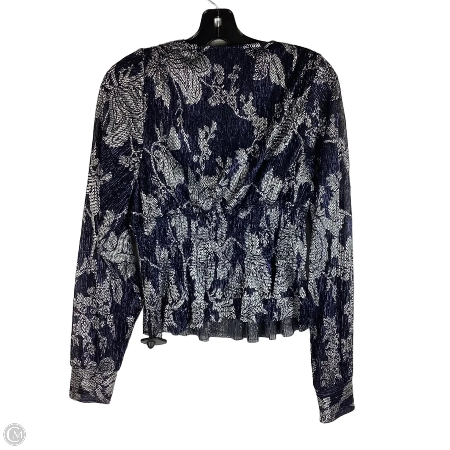 Top Long Sleeve By Anthropologie In Blue & Silver, Size: M