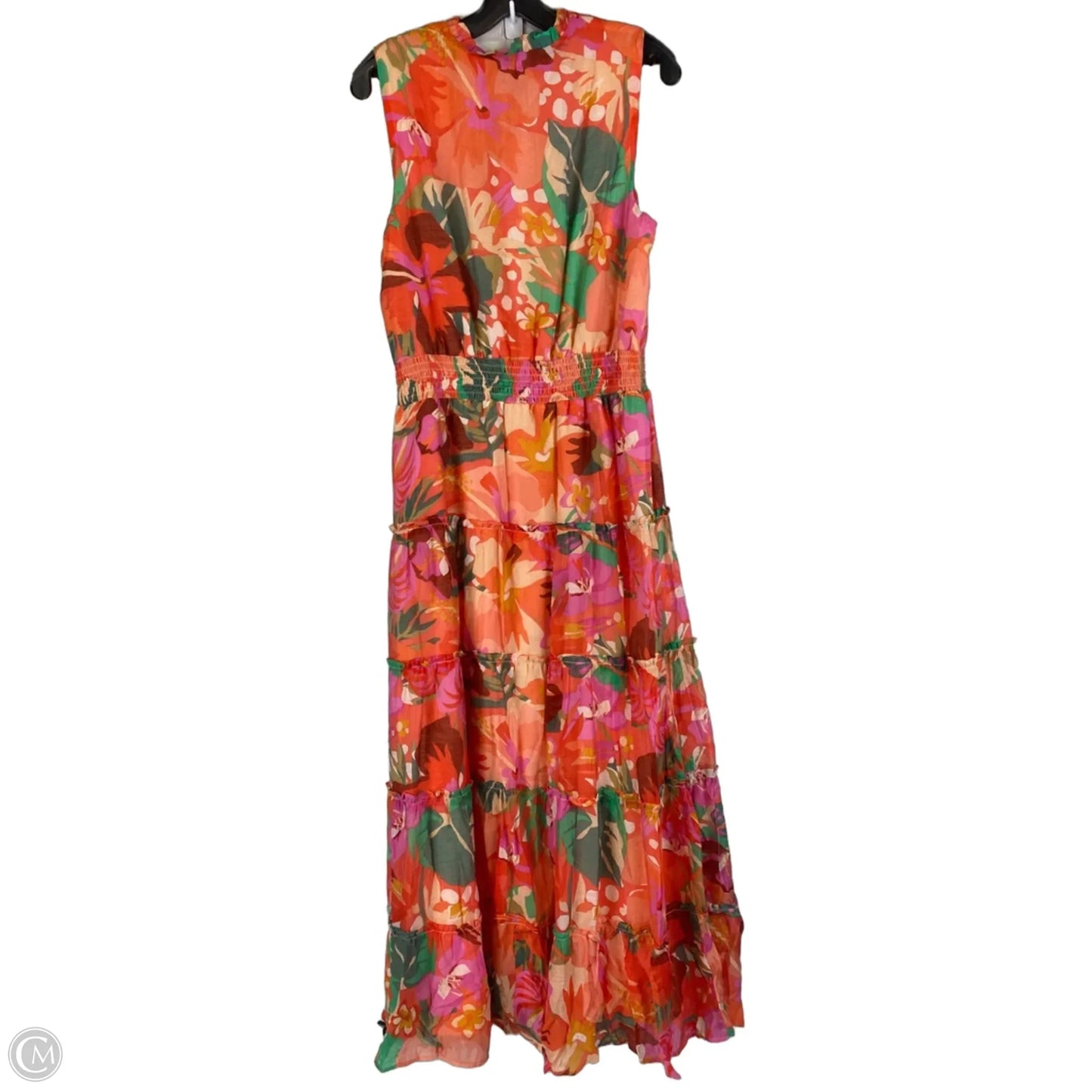 Dress Casual Maxi By Msk In Green & Orange, Size: L
