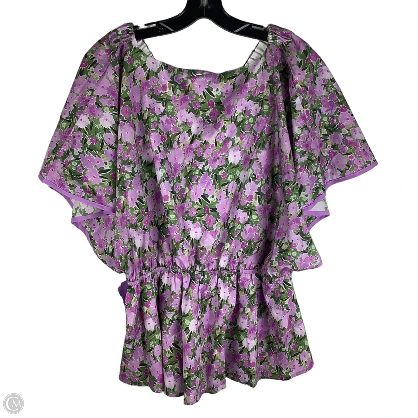 Top Short Sleeve By Chicsoul In Floral Print, Size: 1x